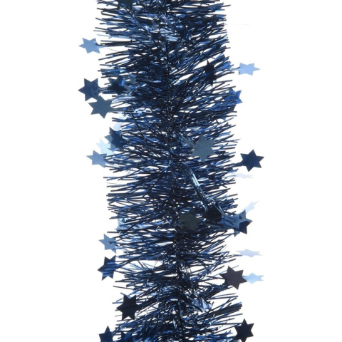 6x Donkerblauwe sterren kerstslingers 270 cm kerstboom versiering -