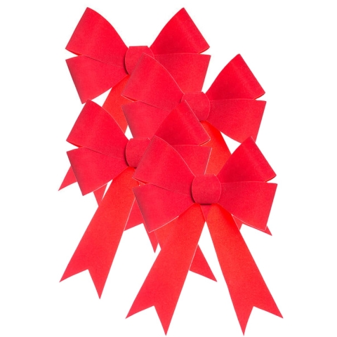 Feeric Christmas Kerst strik - 4x - rood fluweel - 30 cm - papier - kerststrik - kerstversiering -