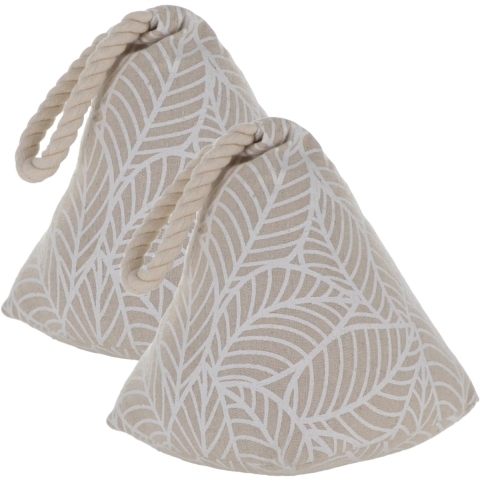 Luance Deurstopper - 2x - 1 kg - beige - stof - witte jungle print - 15 cm - deurstop -