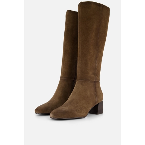 Tamaris Dames Camel Bruine Leren Kniehoge Hak Rijlaarzen