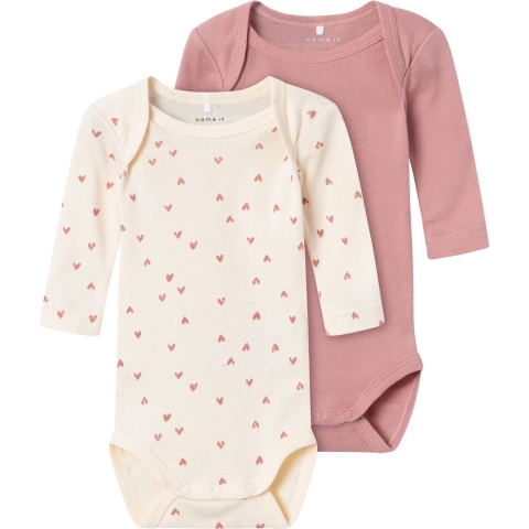 Name It Romper l/s - Noos - NbfBody - 2-pack - Botercrème - Name It - 1 jaar (80) - Romper L/S