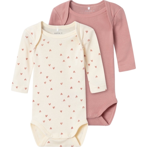 Name It Romper l/s - Noos - NbfBody - 2-pack - Botercrème - Name It - 74 - Romper L/S