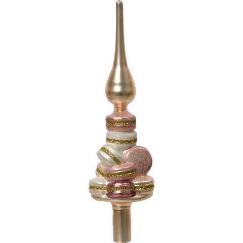 Piek met macarons glas Ø8xH29,5cm