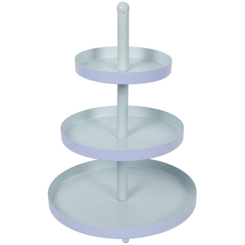 Etagere 3-laags blauw-munt Ø25xH35cm