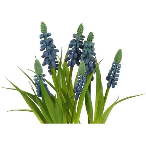 Kunstbloem in pot Muscari wit H28cm