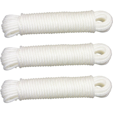 AMIG paracord touw - 3x - 10 meter - D5mm - 110kg - PE/PVC - wit -