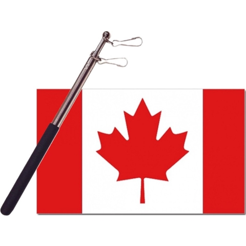 Landen vlag Canada - 90 x 150 cm - met compacte draagbare telescoop vlaggenstok - supporters -