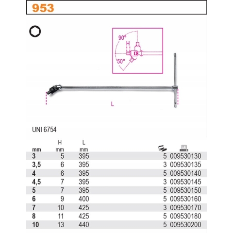 Beta Inbus T-sleutels met cardangewricht 953 3,5 - 009530135