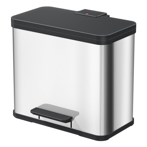 Hailo öko duo plus L 6302000 Afvalbak 26 l RVS (b x h x d) 470 x 430 x 340 mm RVS Met voetpedaal 1 stuk(s)