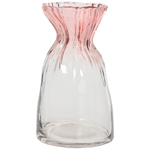 Vaas glas H20.5cm zacht roze