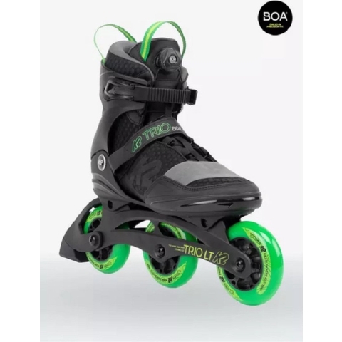 K2 - Trio LT 100 Black/Green BOA - Tri Skates - 44.5