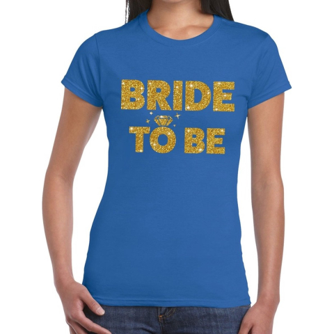 Bride to Be gouden glitter tekst t-shirt blauw dames M -
