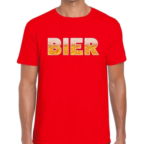 Bier tekst t-shirt rood heren 2XL -