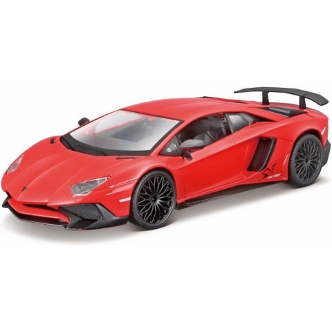BBURAGO Modelauto - Lamborghini Aventador - rood - 22 x 11 x 7 cm - speelgoedauto -