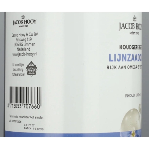 3x Jacob Hooy Lijnzaadolie 1 liter
