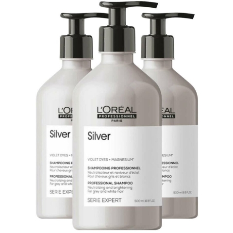 3x L'Oréal Professionnel Silver Shampoo 500 ml