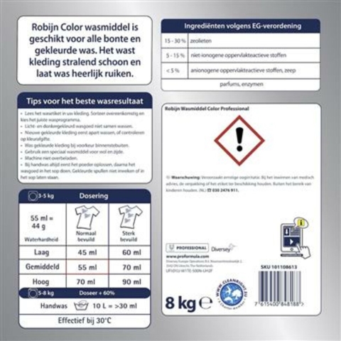 2x Robijn Professional Wasmiddel Poeder Gekleurde Was 180 Wasbeurten Pro Formula 8 kg