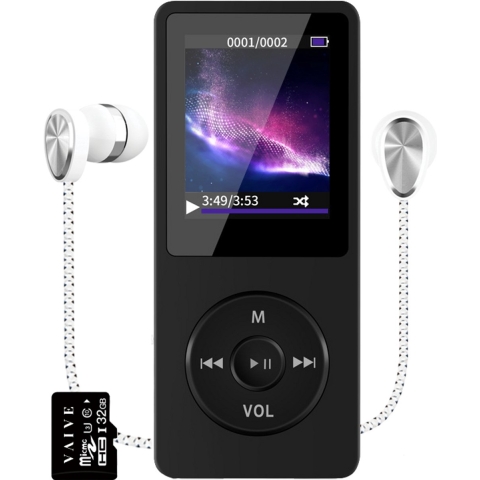 VAIVE HiFi MP3 Speler - Bluetooth - Voice recorder FM radio - 32GB MicroSD (inclusief)
