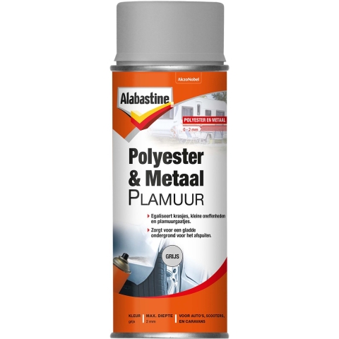 Alabastine Polyesterplamuur met Plamuur | Grijs | Spuitbus | 400ml - 5944047