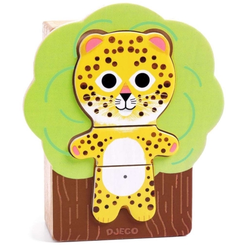Djeco Puzzel - Hout - 18 Bakstenen - Abra - Djeco - OneSize - Puzzel
