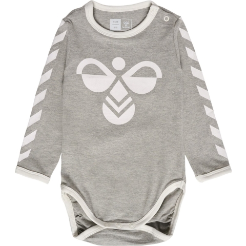 Hummel Romper l/s - hmlFlipper - Grijs Gevlekt - Hummel - 1 jaar (80) - Romper L/S