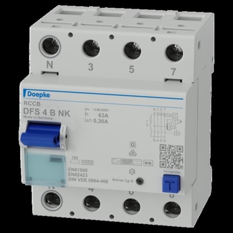 Doepke 09146995 DFS4 063-4/0,30 - B NK 4polig 63/0,3A Aardlekschakelaar allcurrentsensitive B 4-polig 63 A 0.3 A 230 V, 400 V