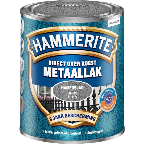 Hammerite Metaallak Hamerslag | Grijs | H118 | 750ml - 5093491