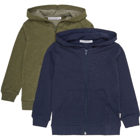 Minymo Cardigan - 2-pack - Dark Olive - Minymo - 3 jaar (98) - Cardigan