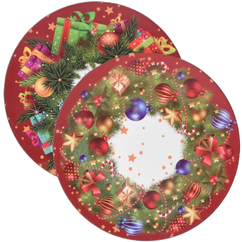 Kerstdiner onderborden - 6x st - D33 cm - kunststof - kerst thema -