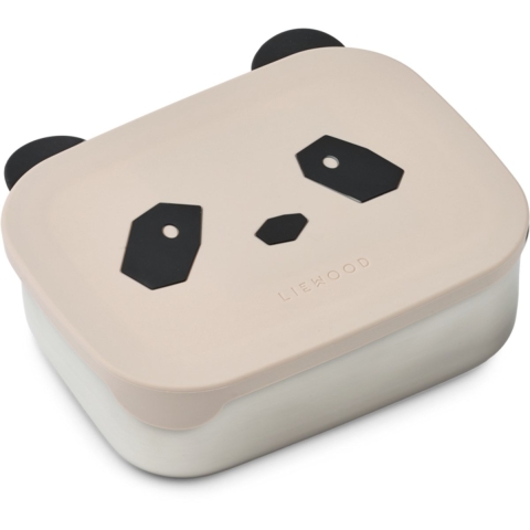 Liewood Broodtrommel - Silicone/Staal - Arthur - Sandy m. Panda - Liewood - OneSize - Broodtrommels