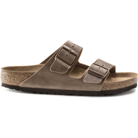 Birkenstock Arizona oiled leather tabacco brown platte sandalen unisex