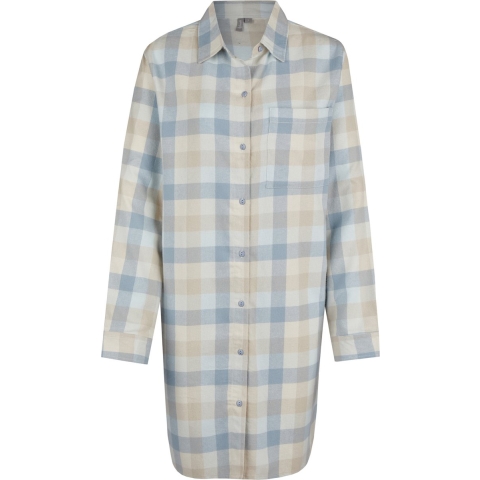 By Louise Dames pyjama nachthemd lang flanel geruit blauw