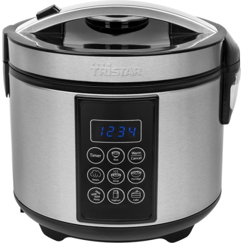 Tristar Multicooker & Rijstkoker RK-6132 - Digitale Multicooker: Rijstkoker en Stoomkoker - Inclusief gratis lepel, maatbeker, spatel en stoomrekje - 1,5 liter - 7 Programma's - Warmhoudfunctie - RVS
