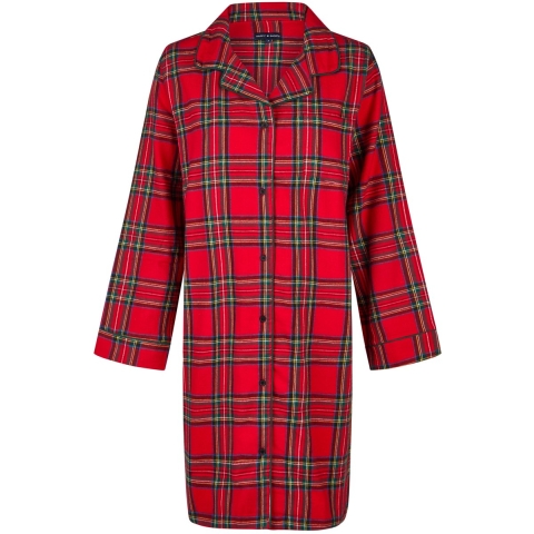 Happy Shorts Dames nachthemd lange mouw flanel geruit