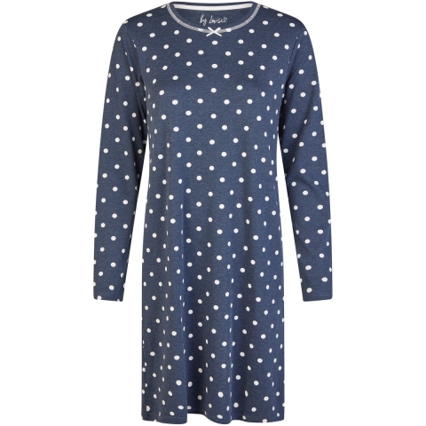 By Louise Dames nachthemd interlock lange mouw donker polkadot
