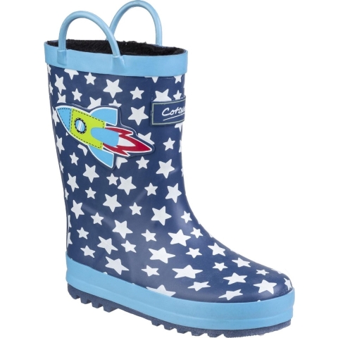 Cotswold Sprinkle Rubberen Donkerblauwe En Witte Regenlaarzen
