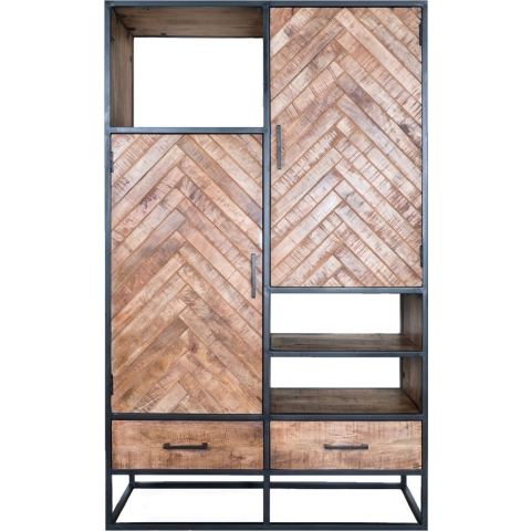 Home67 Kast roan visgraat bruin mangohout 180 x 110 cm