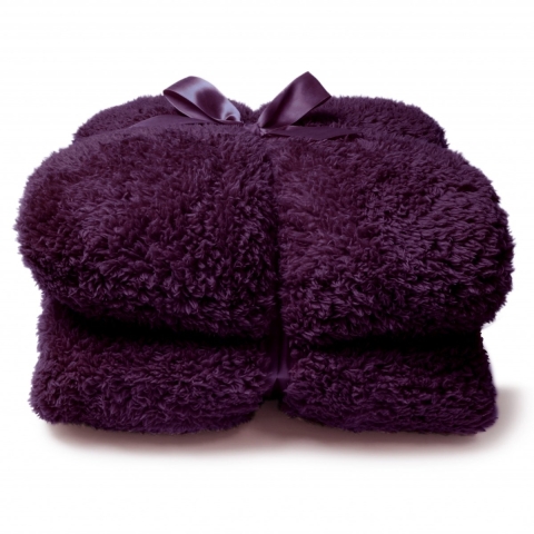 Unique Living plaid teddy 150x200cm dark purple