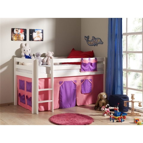 Lucevi pino halfhoogslaper h115cm met ladder 90 x 200 cm bella