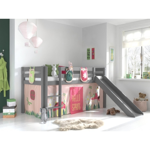 Lucevi pino halfhoogslaper h115cm met glijbaan 90 x 200 cm spring