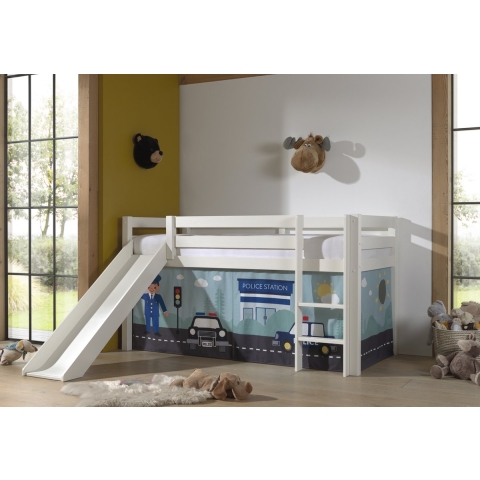 Lucevi pino halfhoogslaper h115cm met glijbaan 90 x 200 cm police