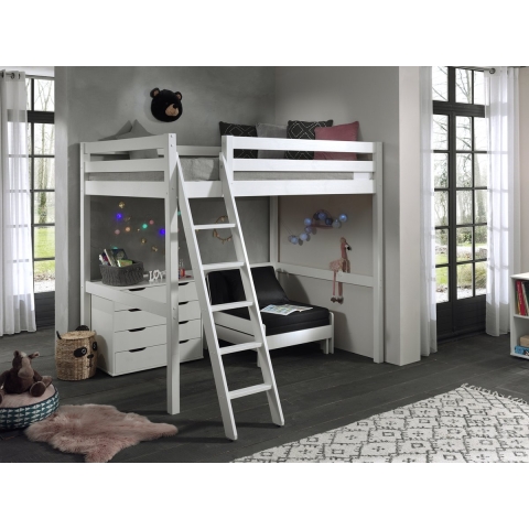 Lucevi pino mezzanine bed 140 x 200 cm pino commode 4 laden pino