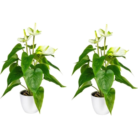 Kopu ® 2 stuks anthurium kunstplant 40 cm flamingoplant