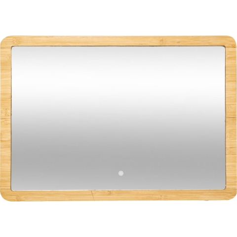 4goodz Bamboe spiegel rechthoekig met led verlichting 47x66 cm -
