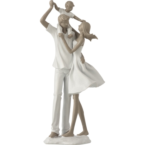 J-Line koppel met kind op schouders poly /taupe 15x10x39.5cm