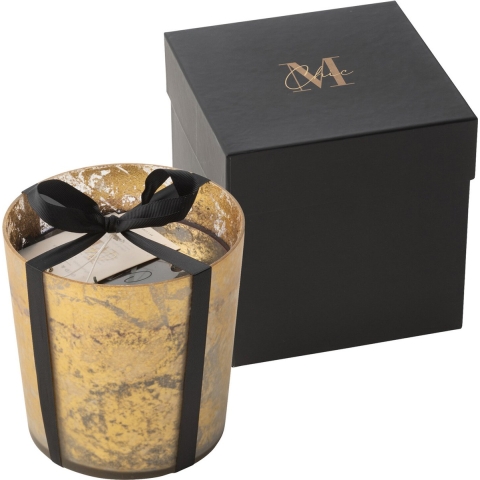 J-Line geurkaars m-chic glas goud/zwart medium-80u 15.5x15.5x15.5cm