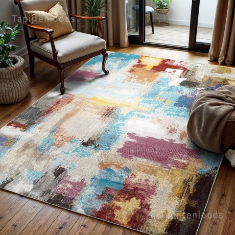 Muratap Picasso artisan vintage vloerkleed multi laagpolig- 350x450 cm