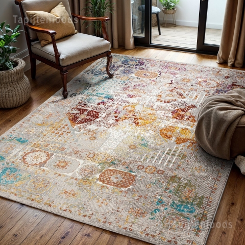 Muratap Picasso feraghan vintage vloerkleed multi / beige laagpolig-