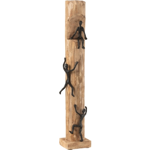 J-Line Figuren klimmen stam mango hout aluminium
