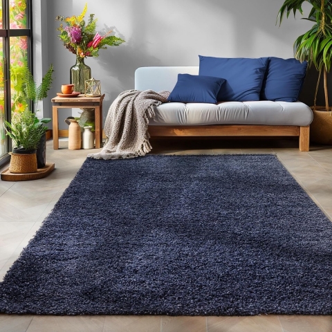 Muratap Basic shaggy vloerkleed donker blauw hoogpolig- 240x340 cm
